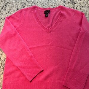 Halogen 100% Cashmere Bright Pink V-Neck Sweater